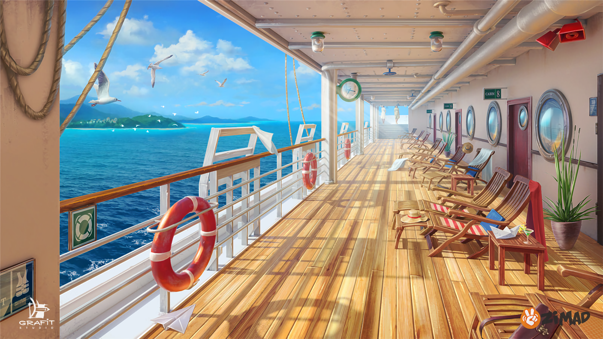 Deck of a Cruse ship 1920 × 1080