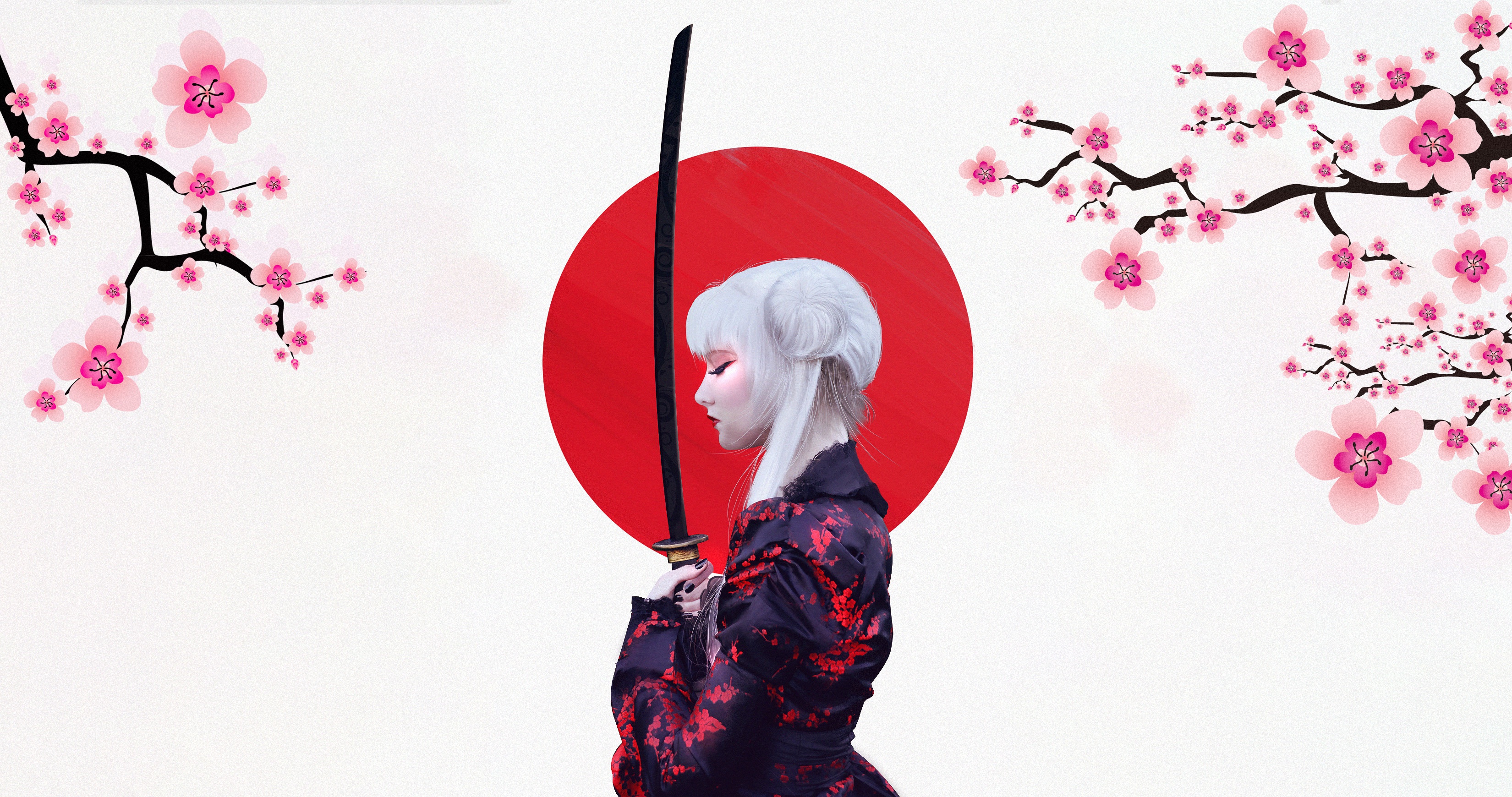 Desktop Wallpaper Sabre Blonde girl Japanese Katana