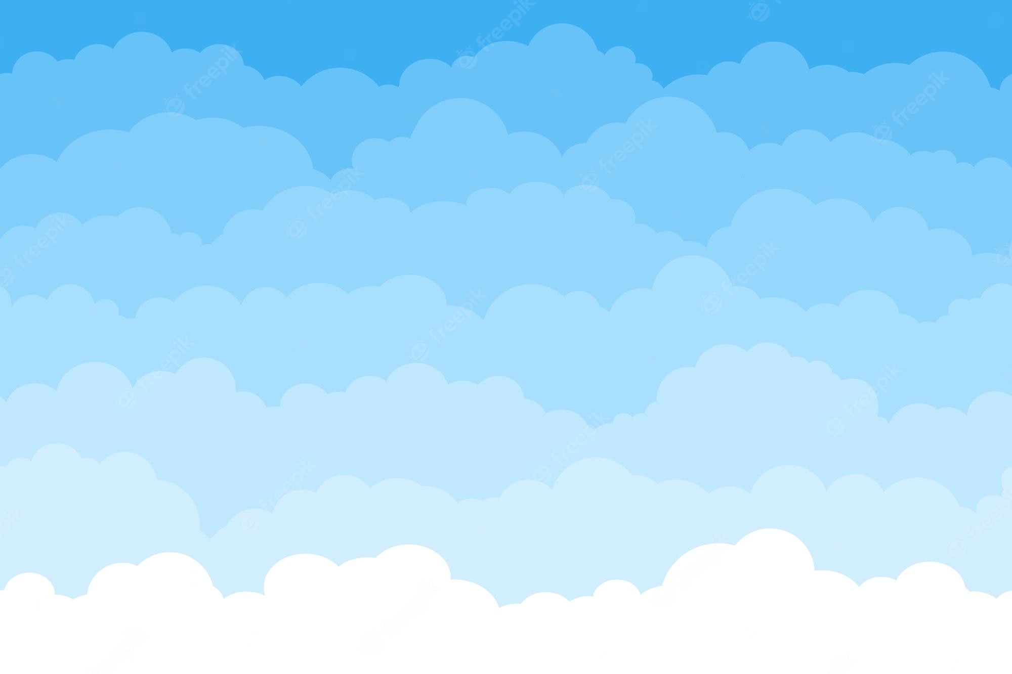 Premium Vector. Abstract seamless cartoon background with blue sky and clouds. summer fluffy sleep cloud wallpaper. flat dream white clouds vector pattern. heaven with cumulus, beautiful cloudscape