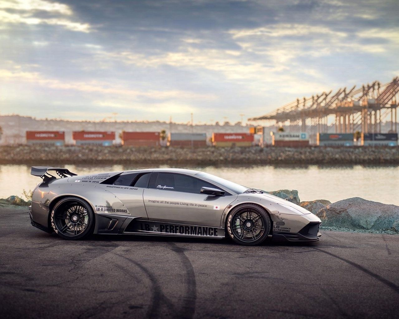 Download wallpaper 1280x1024 lamborghini murcielago, car, drift standard 5:4 HD background