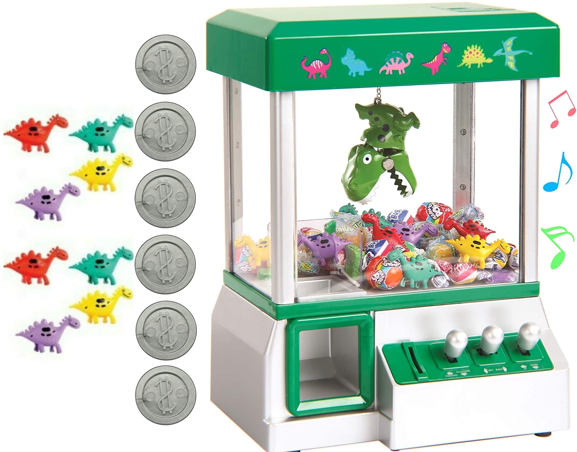 Claw Machine Arcade Game. Candy Grabber & Prize Dispenser Vending Machine Toy for Kids, with Music. Best Birthday & Christmas Gifts for Boys & Girls(Dinosaur Claw)