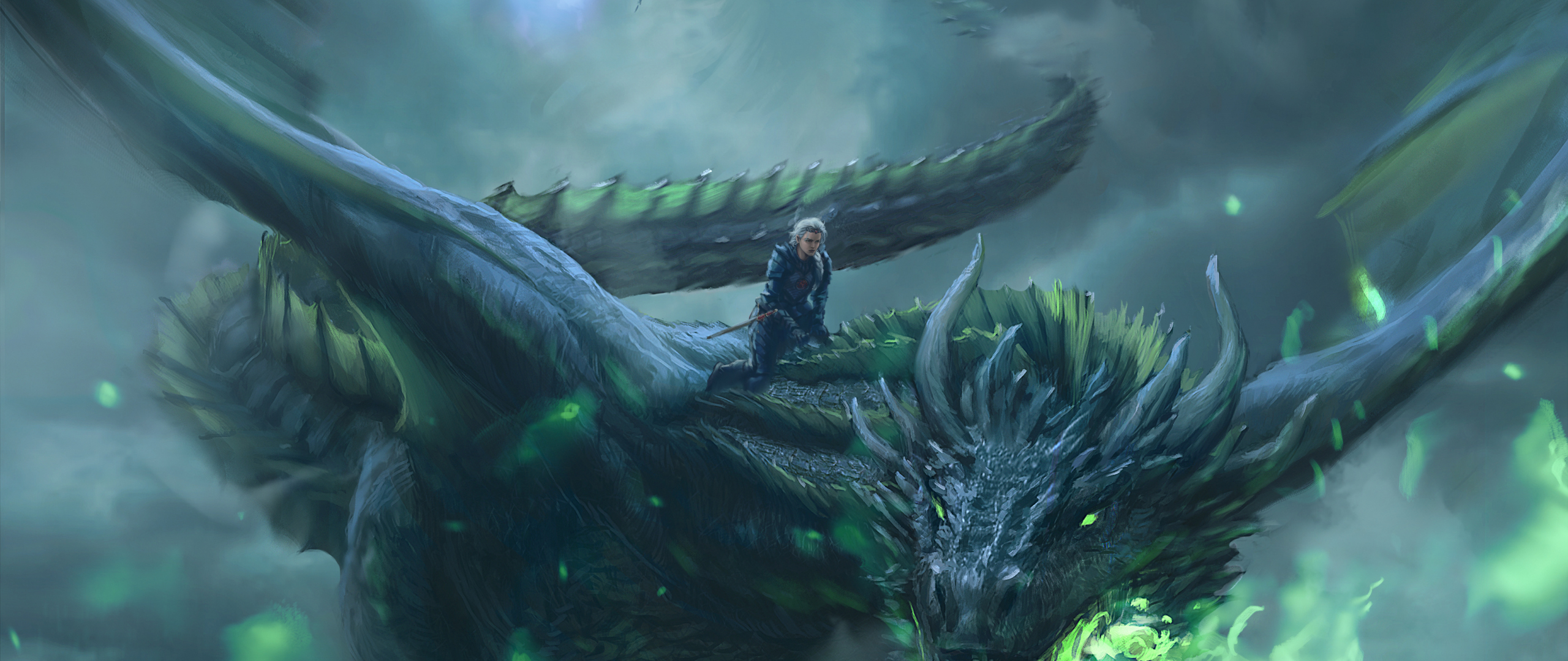 Download daenerys targaryen, dragon ride, game of thrones, digital art 2560x1080 wallpaper, dual wide 2560x1080 HD image, background, 7778