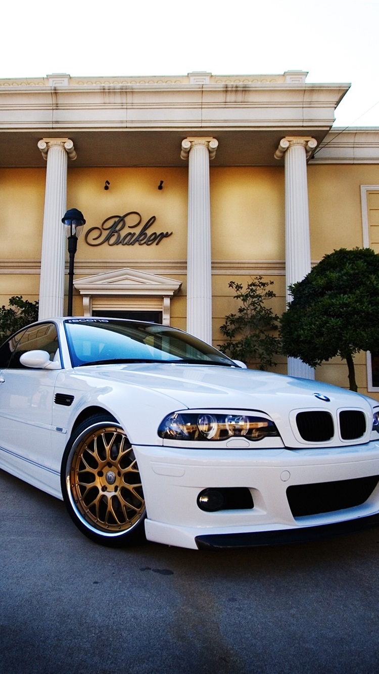 iPhone Wallpaper Bmw M3 E46 White Car Front View