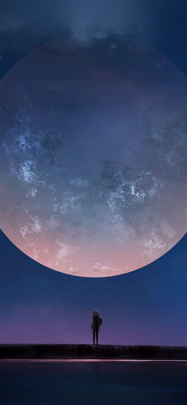 Moon anime night art illustration