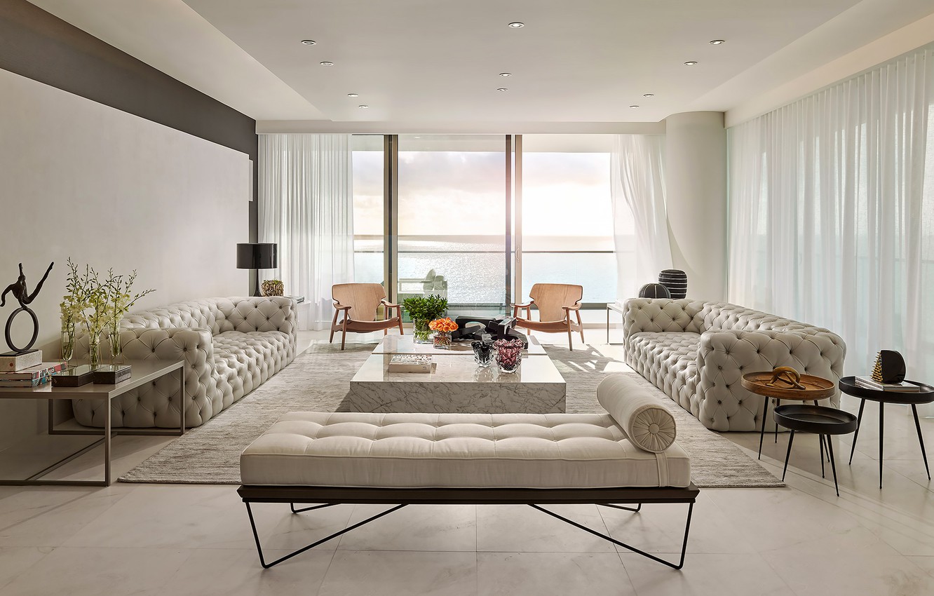 Wallpaper room, interior, Miami, living room, Modern Luxury Interior image for desktop, section интерьер