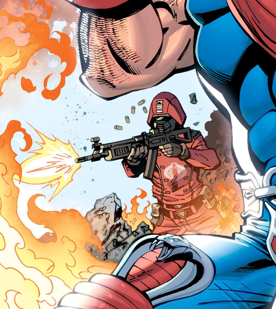 John Royle little very zoomed in peek of some background Cobra Crimson Guard detail on my G.I.Joe issue 267 cover, I can't wait to share the full cover with