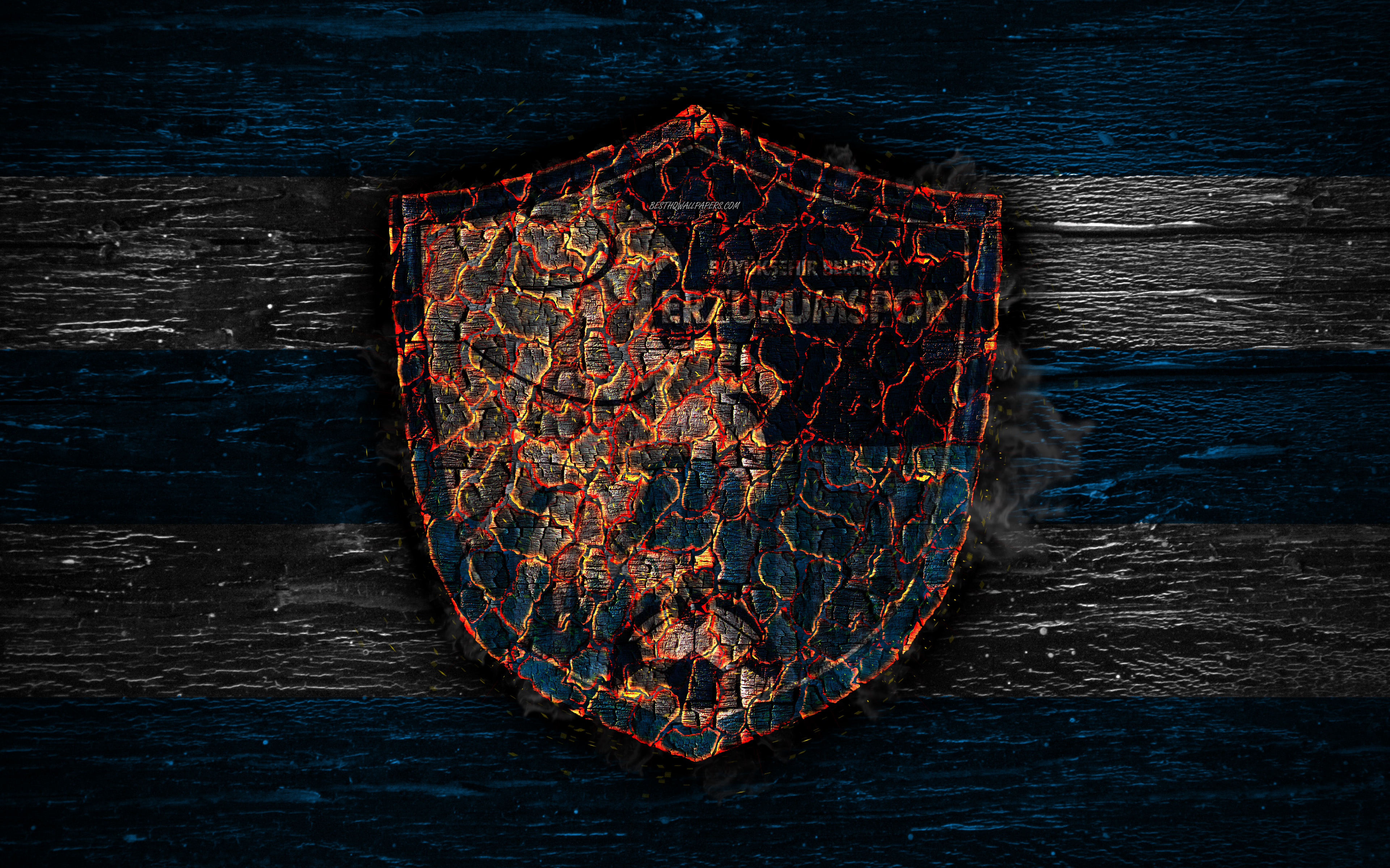 Download wallpaper Erzurum FC, 4k, fire logo, Super Lig, Turkish football club, grunge, football, soccer, logo, Erzurum, wooden texture, smoldering tree, Turkey, FC Erzurum for desktop with resolution 3840x2400. High Quality HD