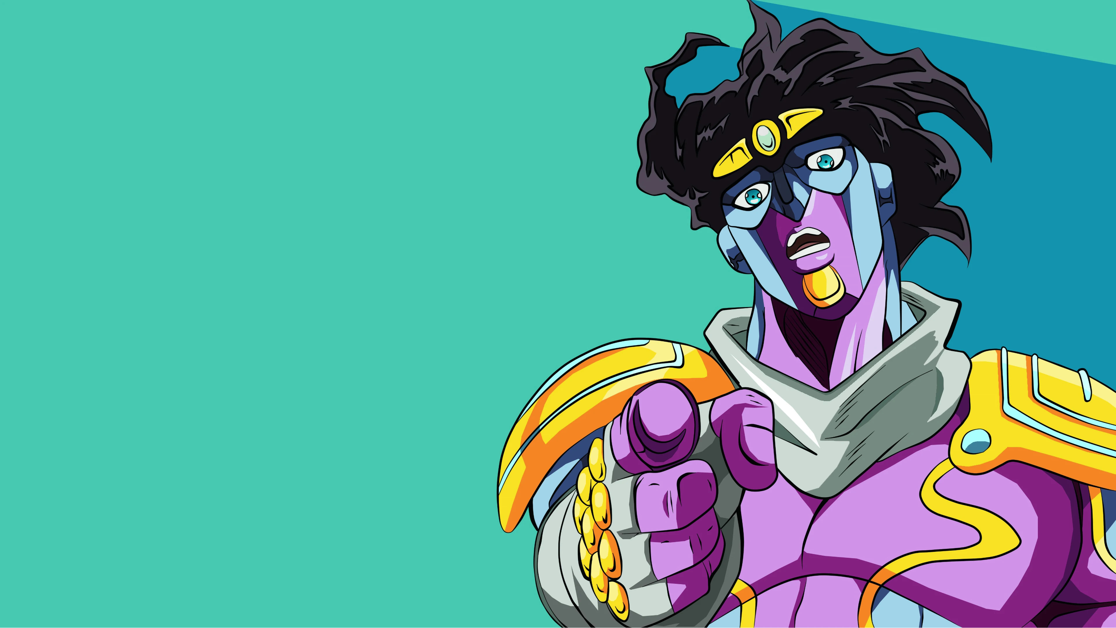 Jojo Star Platinum Showing Index Finger With Green Background 4K HD Anime Wallpaper