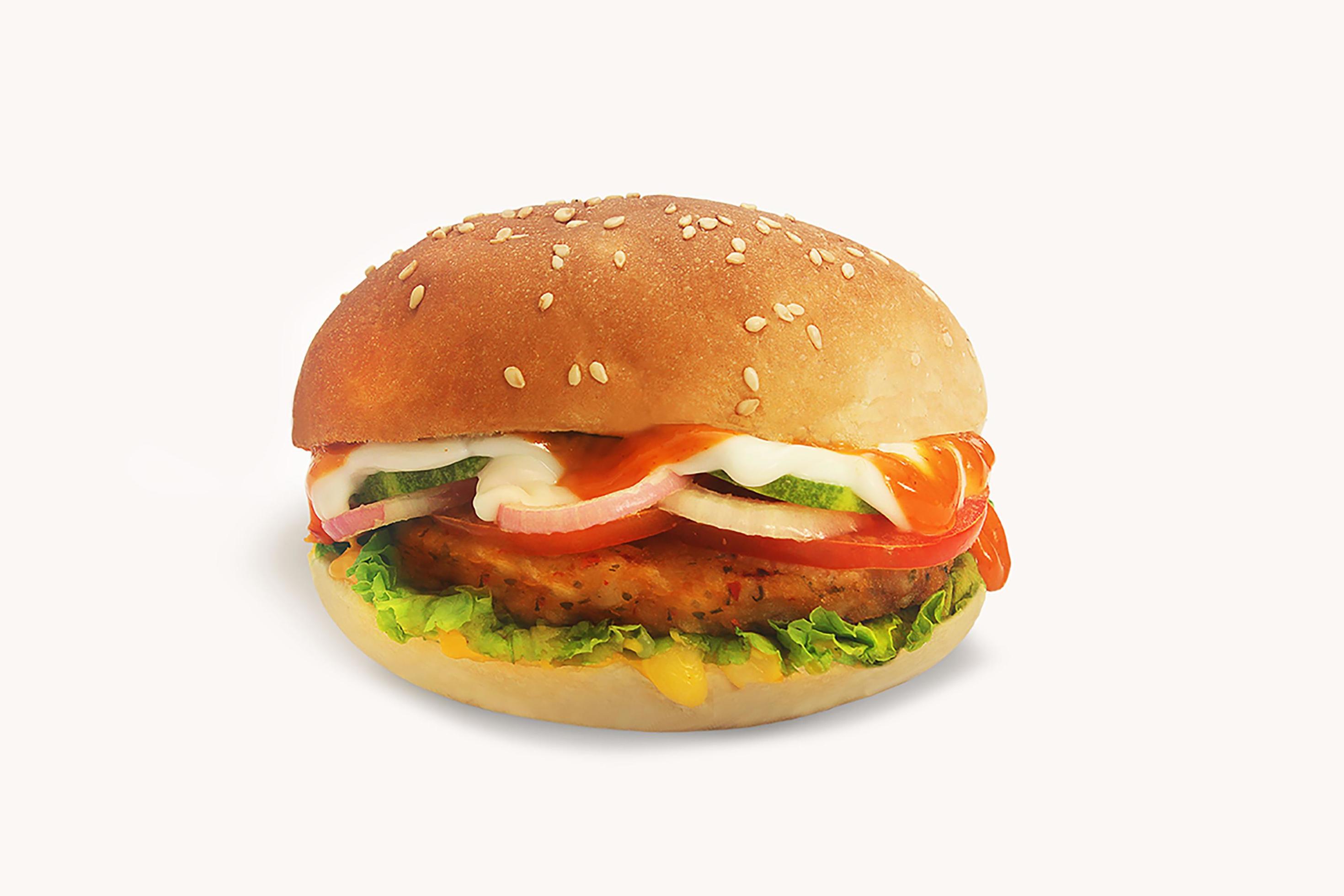 Isolated veggie burger with white background