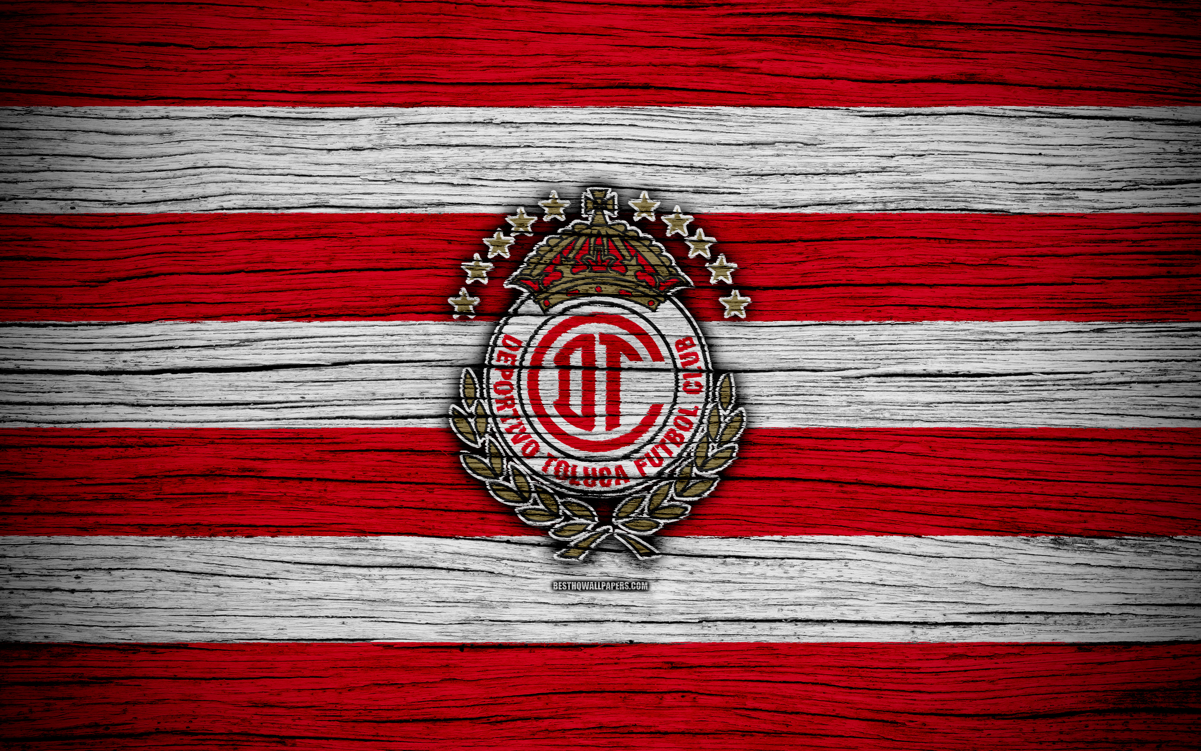 Download wallpaper Toluca FC, 4k, Liga MX, football, Primera Division, soccer, Mexico, Toluca, wooden texture, football club, FC Toluca for desktop with resolution 3840x2400. High Quality HD picture wallpaper