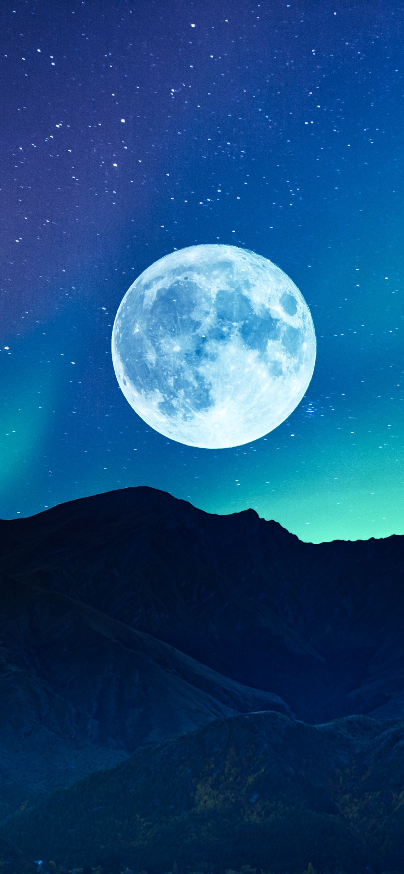 Full moon Wallpaper 4K, Aurora Borealis
