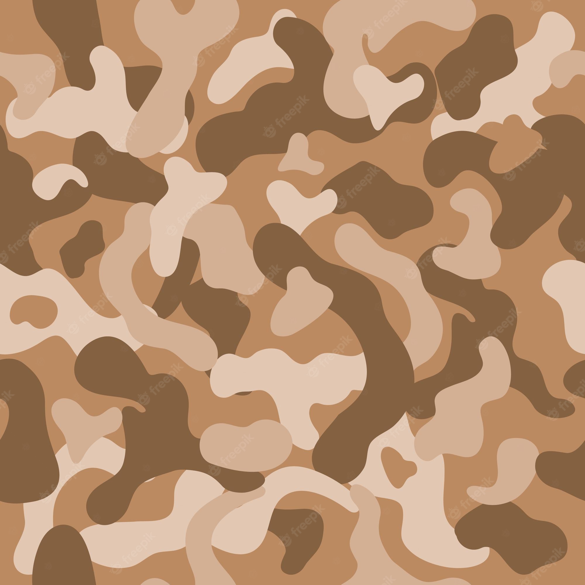 Premium Vector. Vector seamless pattern of army sandy desert khaki camouflage