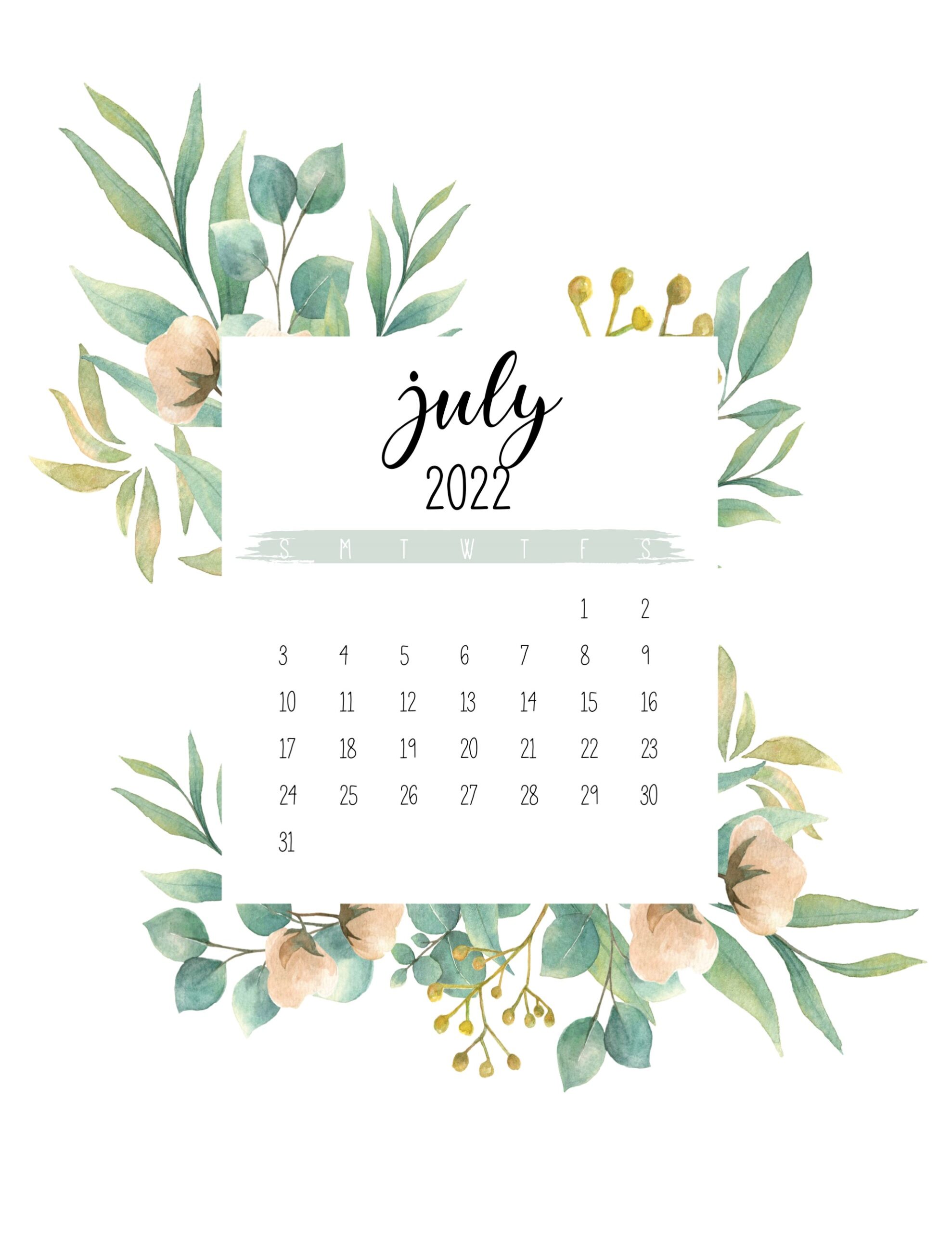 July 2022 Calendar HD Desktop Wallpaper 126418  Baltana