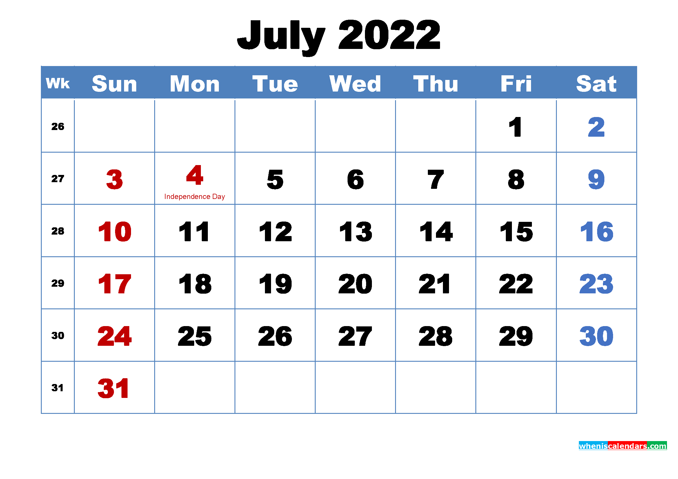 July 2022 Calendar Wallpaper Free Download