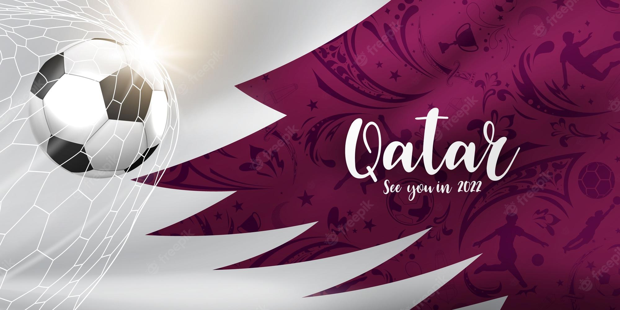 Premium Vector. Football world cup background for banner, soccer championship 2022 in qatar