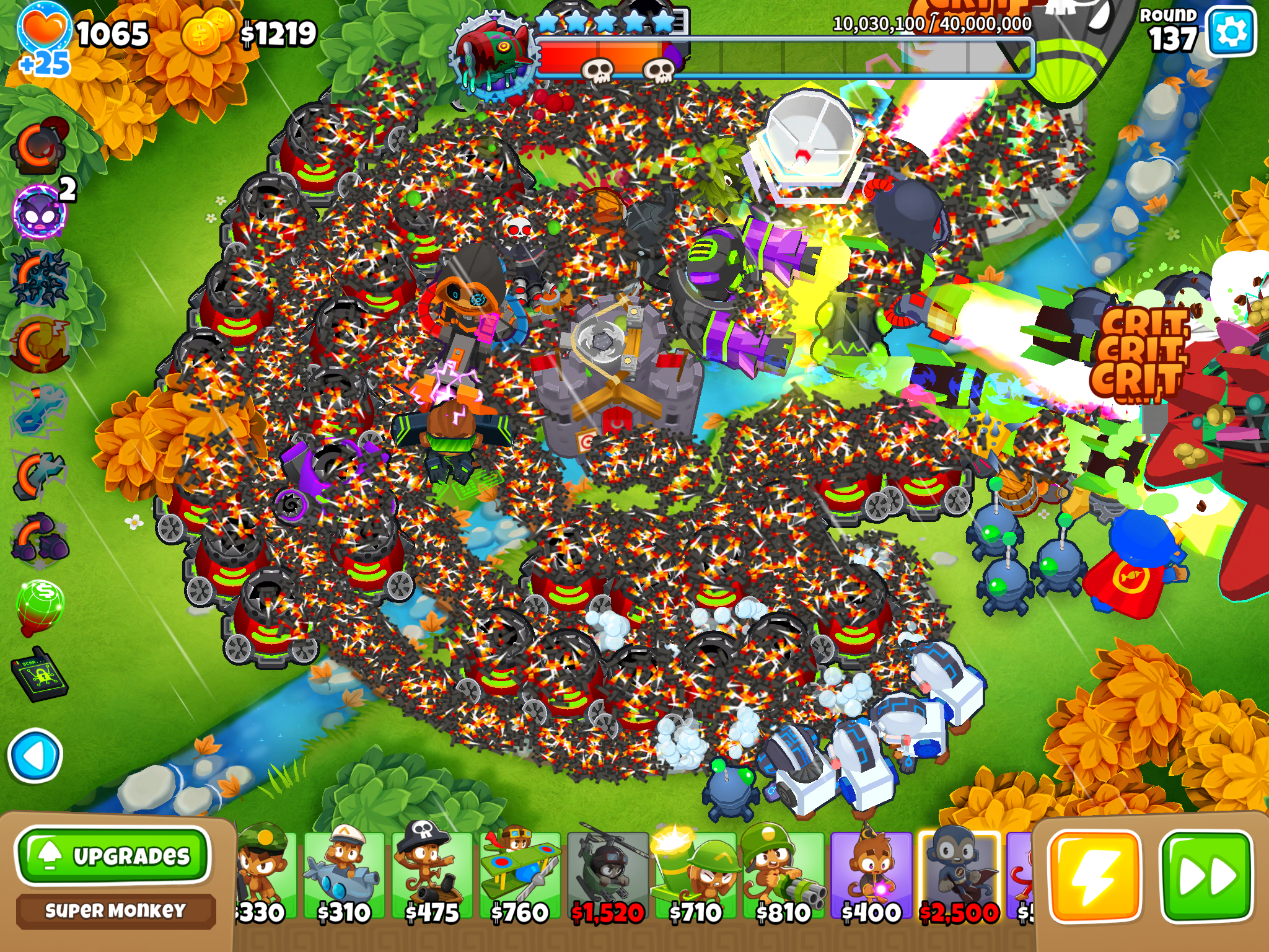 My attempt to beat Elite Bloonarius without temples. Only power was the pontoon. I'm curious if it's possible