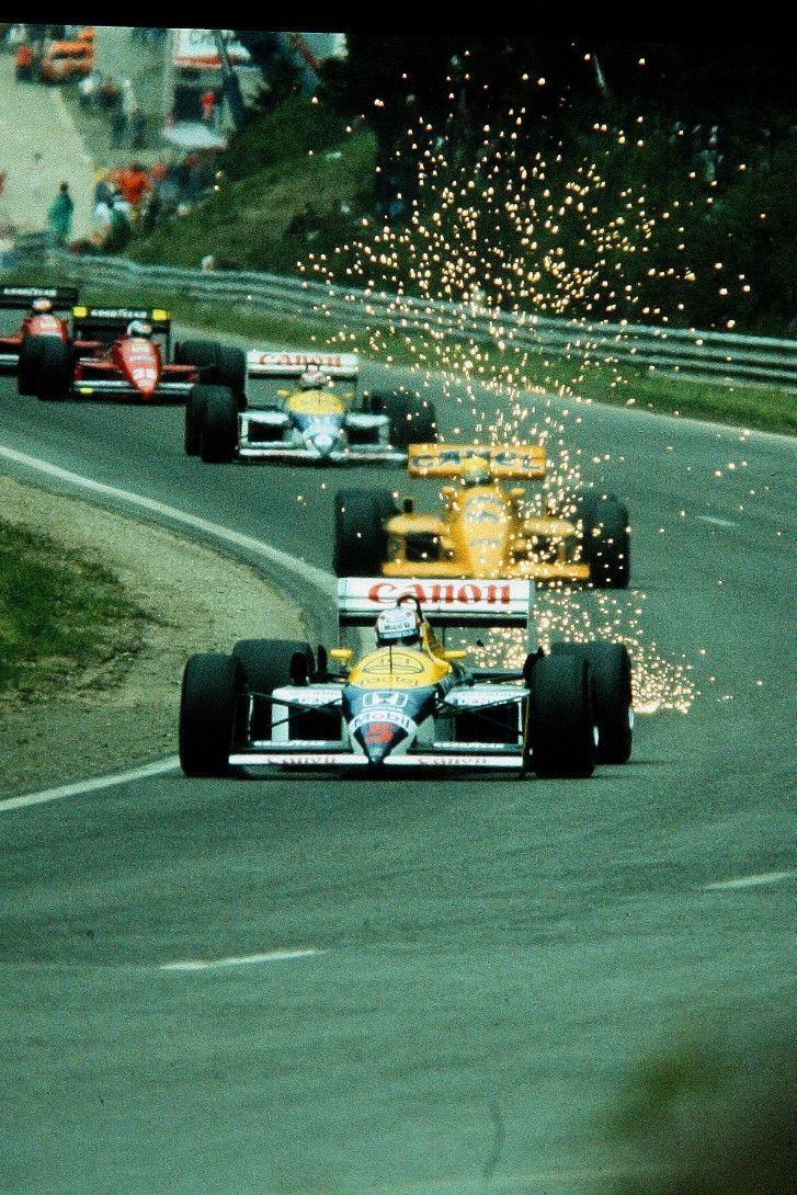 Nigel Mansell Leading Ayrton Senna And Nelson Piquet, 1987 Belgian GP, Circuit De Spa Francorchamps. Fórmula 1