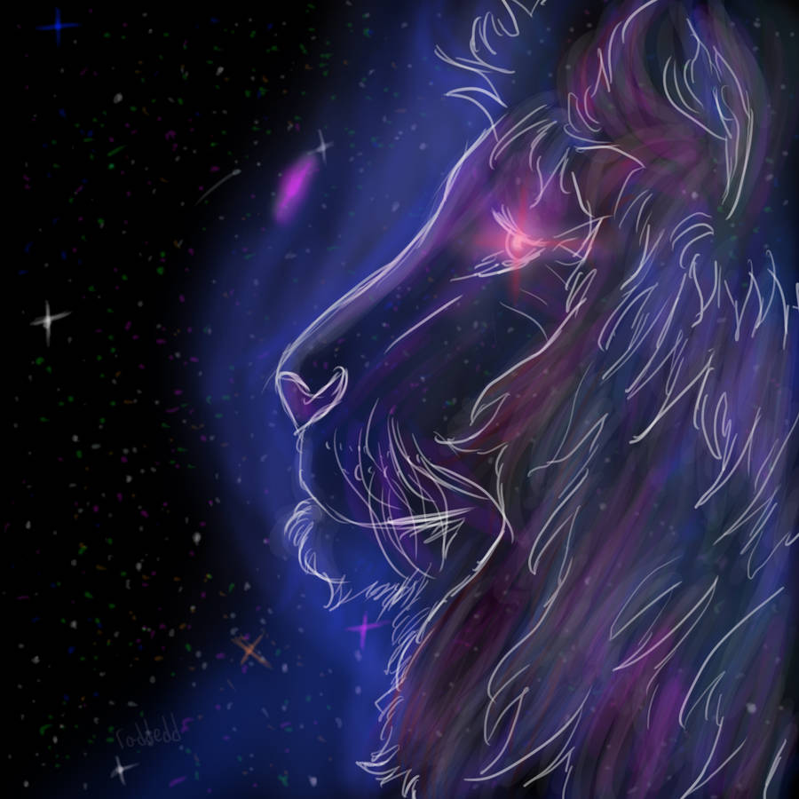 Download Neon Purple Galaxy Lion Wallpaper