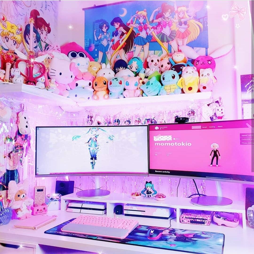 kawaii gamer girl aspirations. Video game room design, Game room design, Otaku room
