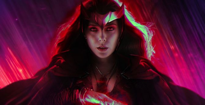 Wanda maximoff, wandavision, movie, art wallpaper, HD image, picture, background, c212c3