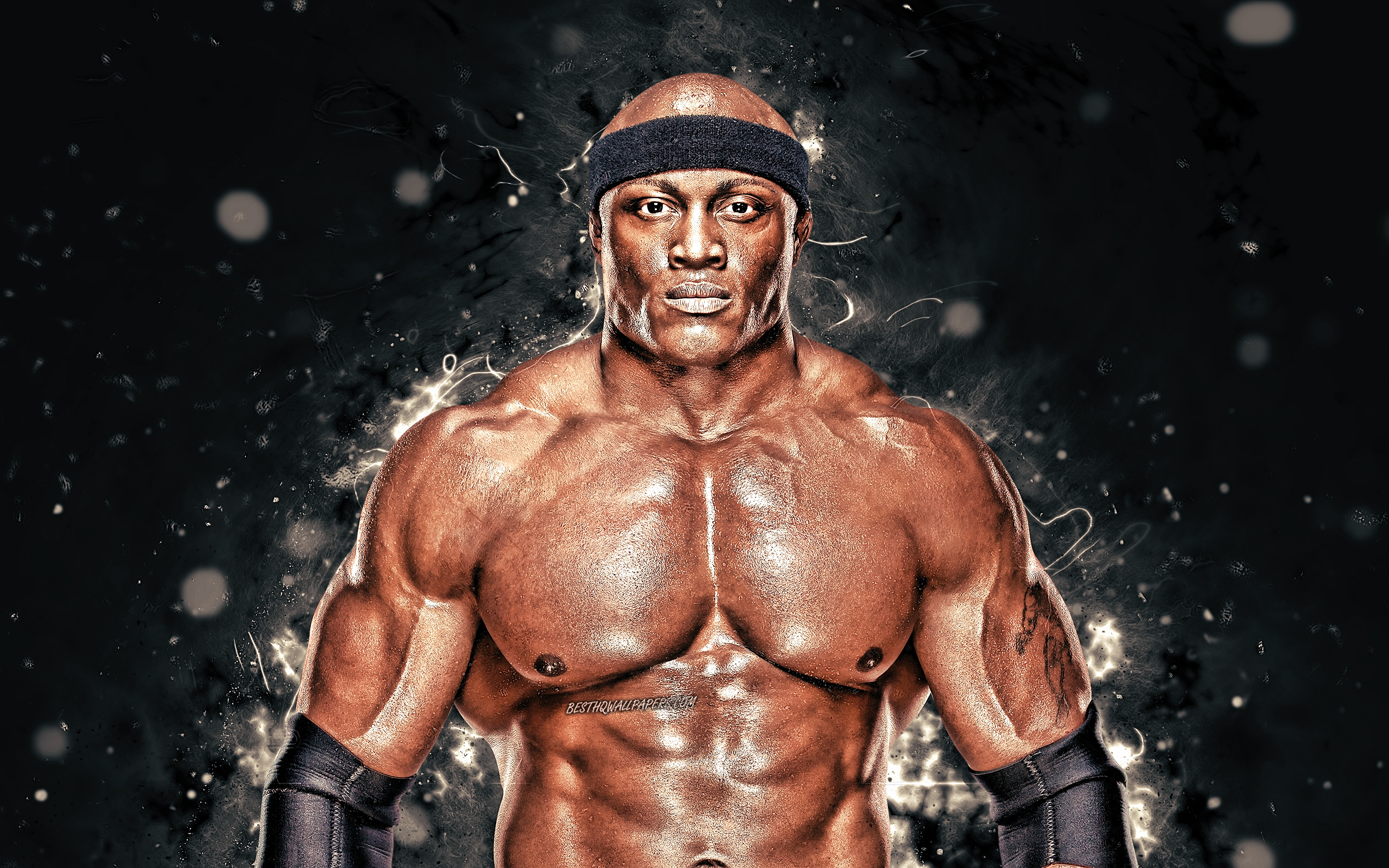 Download wallpaper Bobby Lashley, 4k, american wrestlers, WWE, wrestling, neon lights, Franklin Roberto Lashley, wrestlers, Bobby Lashley 4K for desktop with resolution 3840x2400. High Quality HD picture wallpaper