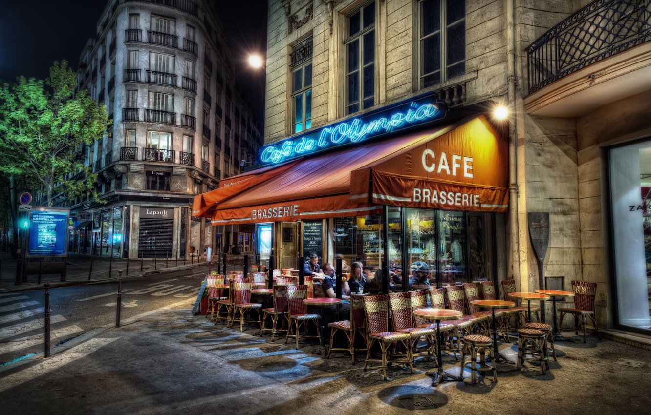 Wallpaper Paris, the evening, cafe, Paris, France, France, capital image for desktop, section город