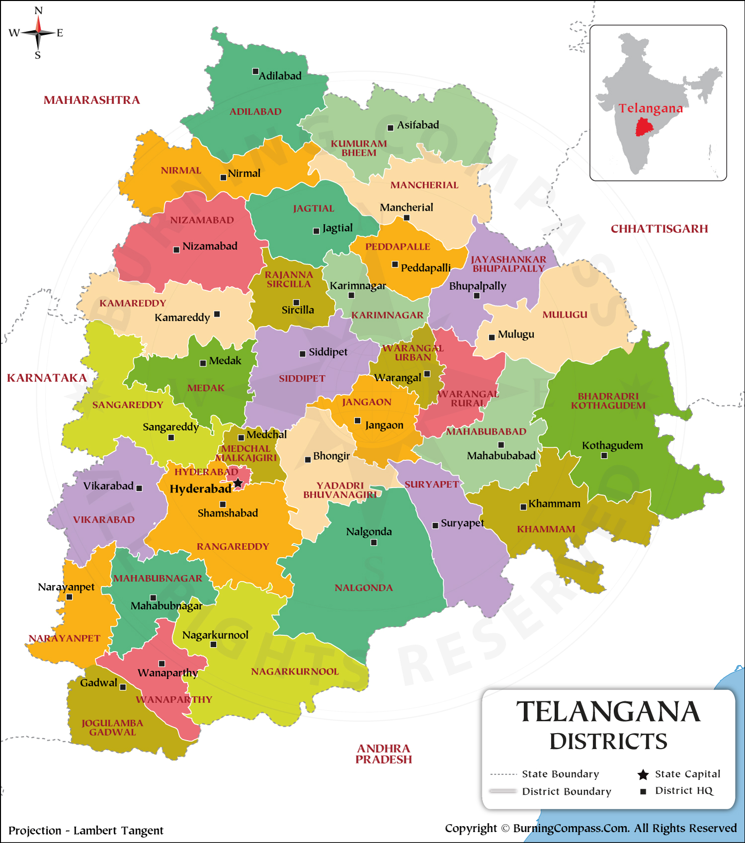 Telangana District Map HD