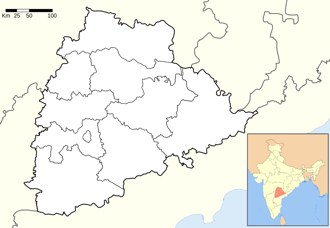 Location map India Telangana (blank).svg