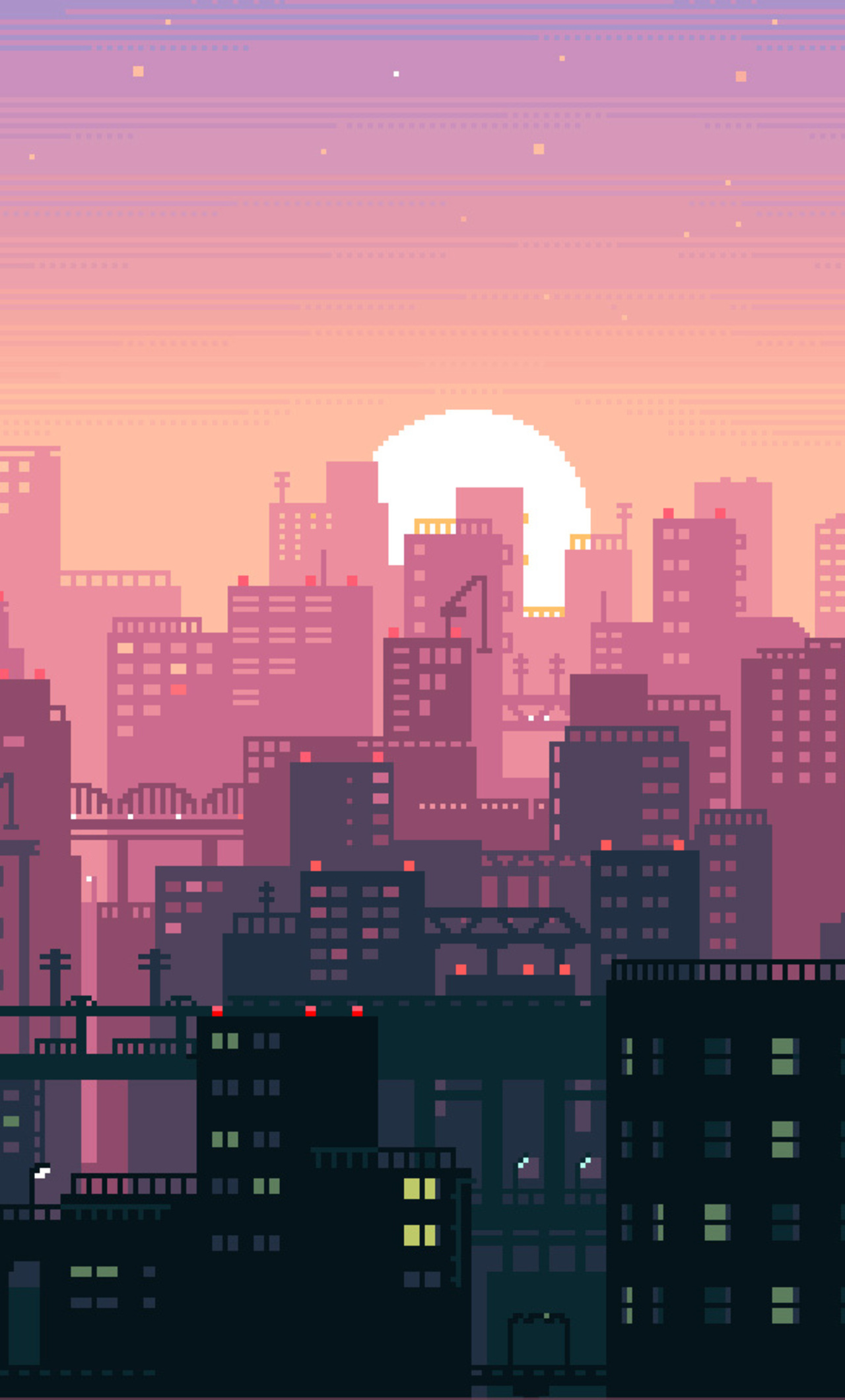 Bit Pixel Art City iPhone HD 4k Wallpaper, Image, Background, Photo and Picture