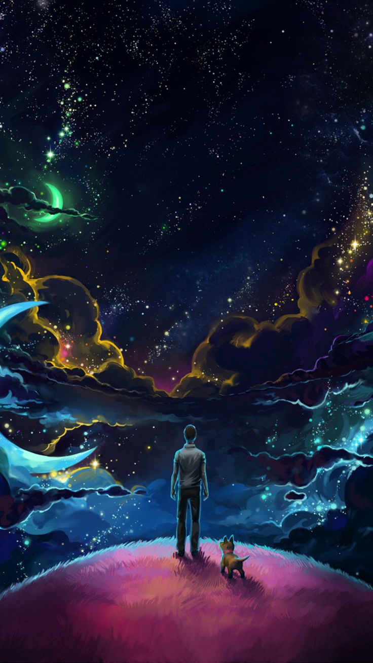 Resolution Man And Dog And Neon Space iPhone 7, 6s, 6 Plus and Pixel XL , One Plus 3, 3t, 5 Wallpaper