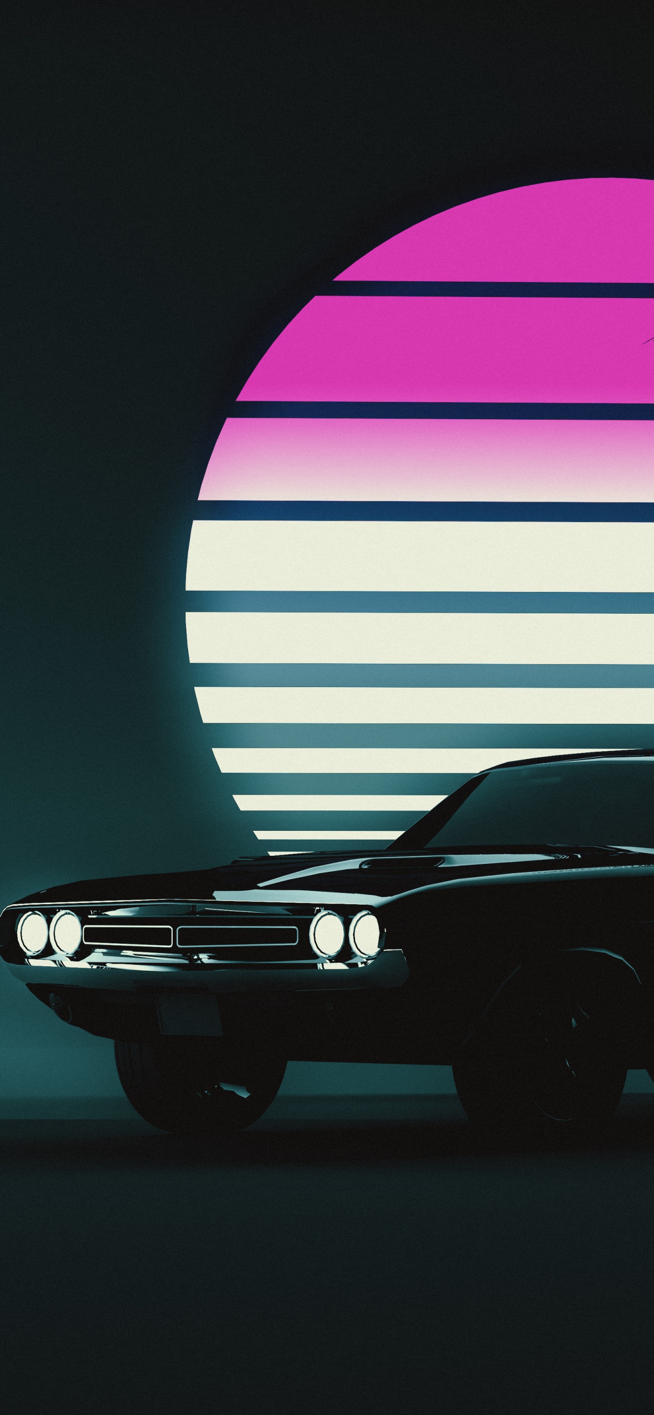 Muscle car Wallpaper 4K, Retro, Vintage car, Sunset, Neon, 5K, Cars