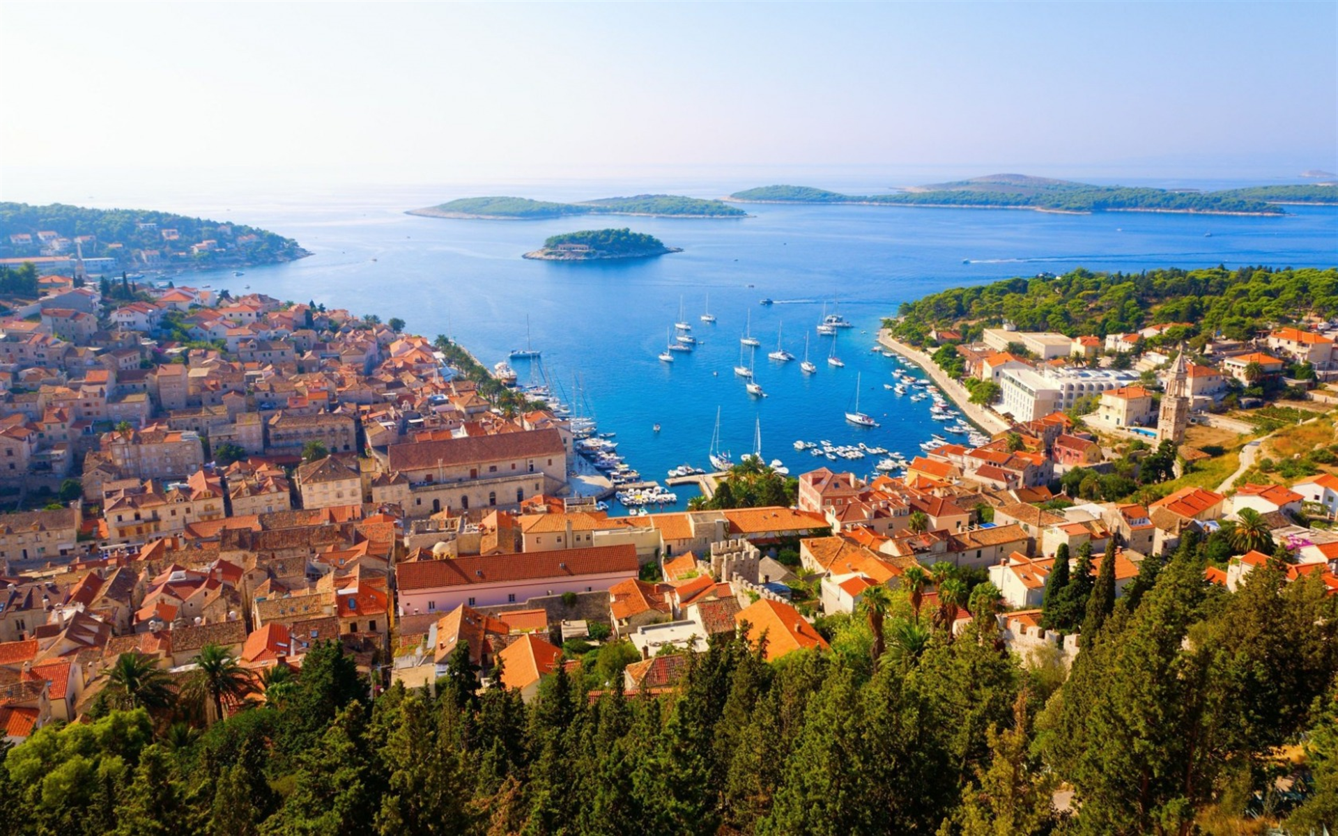Download wallpaper Hvar, resort city, Croatia, summer travel, Adriatic Sea for desktop with resolution 1920x1200. High Quality HD picture wallpaper