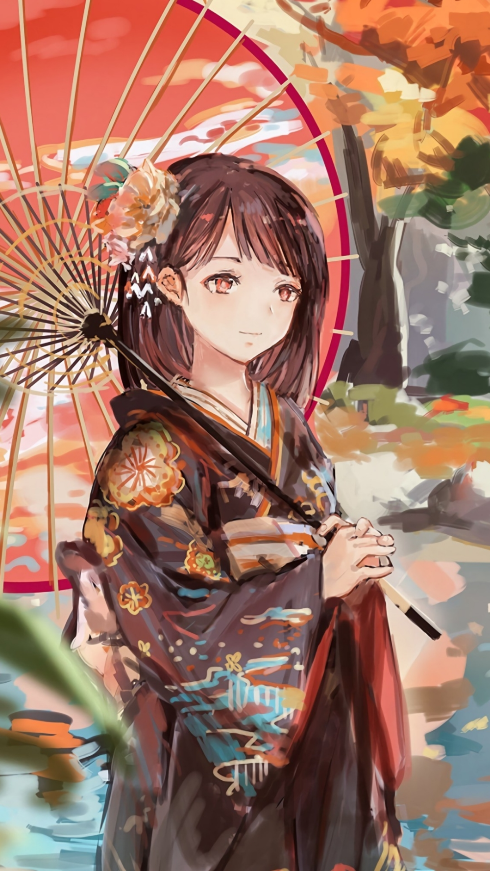 An Anime Girl In Traditional Chinese Kimono With Flowers Background  Japanese Profile Pictures Background Image And Wallpaper for Free Download