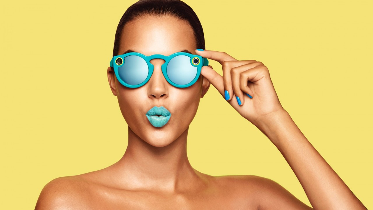 Wallpaper Snapchat glasses, girl, blue lips, google glass, Snapchat, Girls