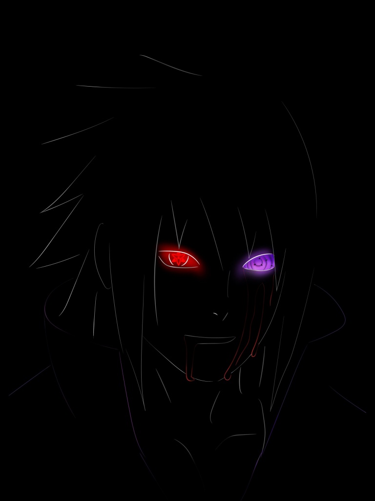 Sasuke Uchiha Wallpaper 4K, Naruto, AMOLED, Black Background, Minimal Art, Black Dark