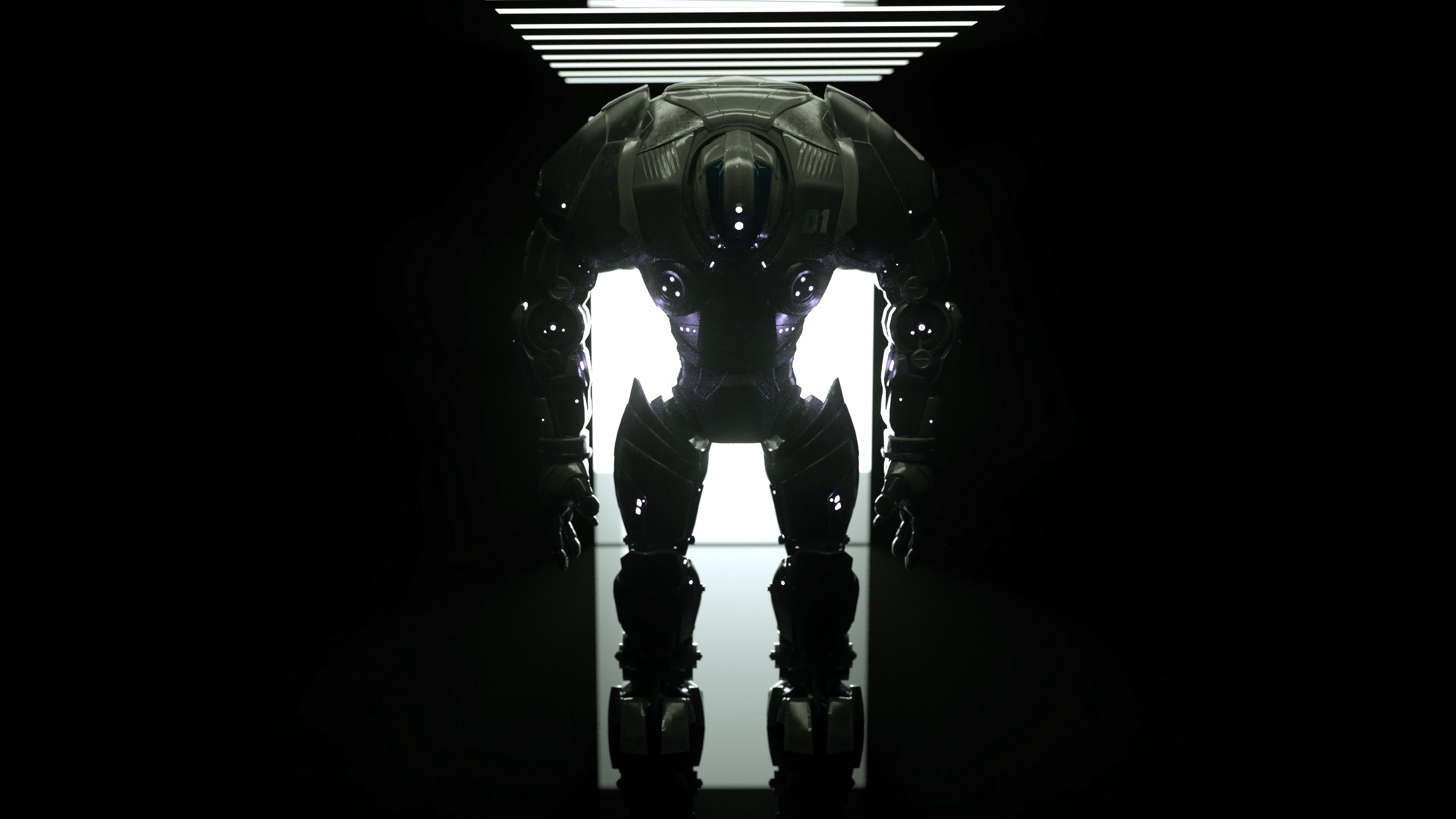 Download wallpaper 3840x2160 cyborg, robot, technology, glow HD background