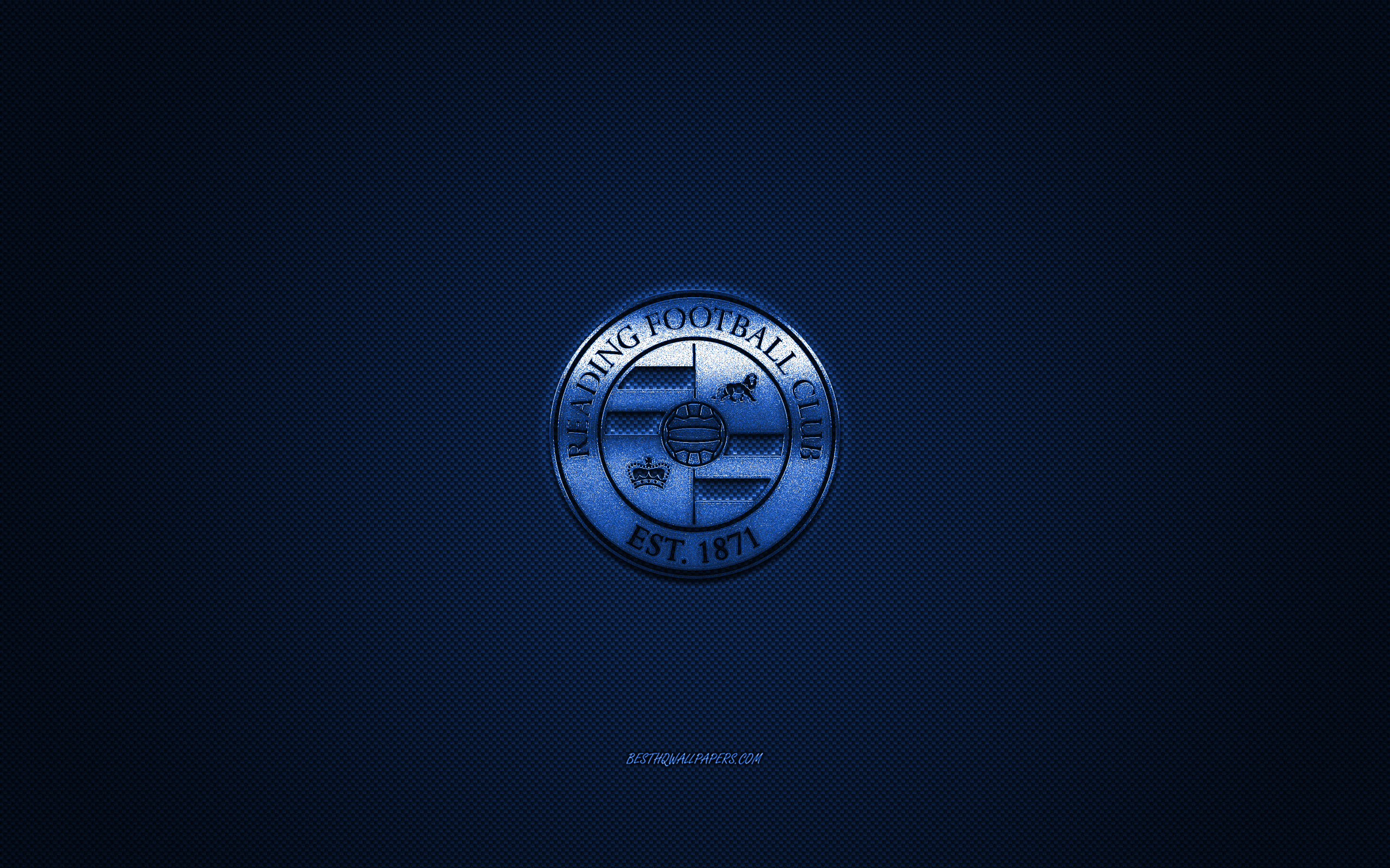 Download wallpaper Reading FC, English football club, EFL Championship, blue logo, blue carbon fiber background, football, Reading, England, Reading FC logo for desktop with resolution 2560x1600. High Quality HD picture wallpaper