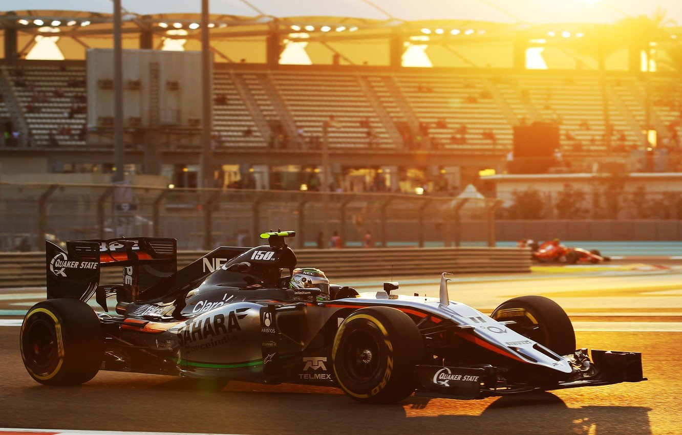 Wallpaper Sunset, Formula Sahara, Force India, Sergio Perez image for desktop, section спорт
