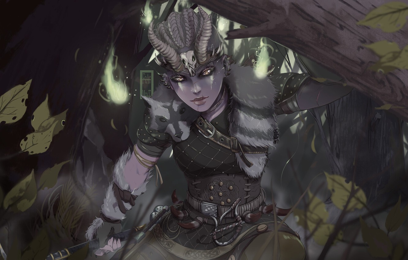Wallpaper Girl, Forest, Girl, Fantasy, Art, Art, Fiction, Viking, Forest, Characters, Witch, For Honor, Shaman, by FrAg MenT, FrAg MenT image for desktop, section фантастика