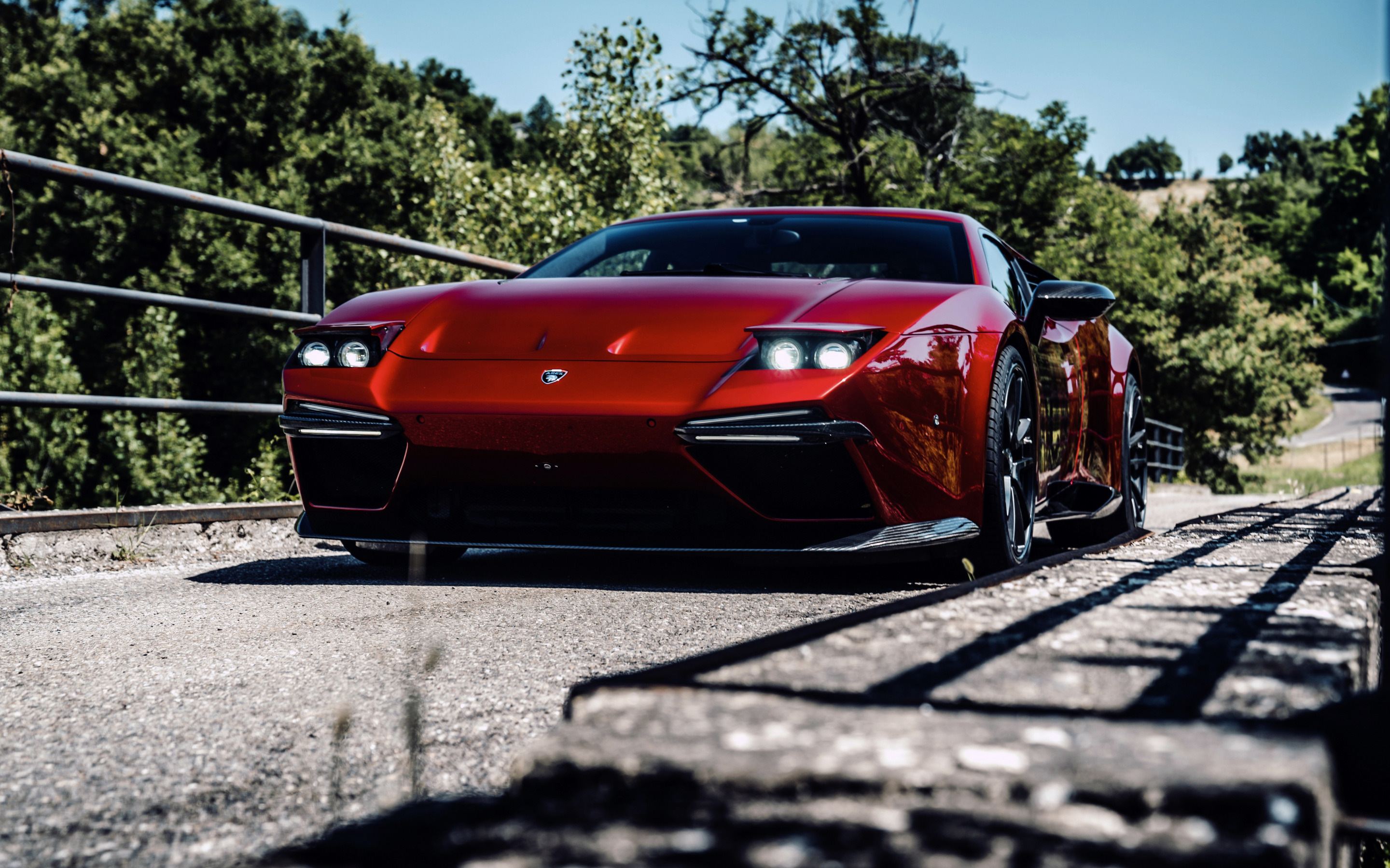 Download wallpaper Panther ProgettoUno, Ares Design, 2020, Panther Project 1, Lamborghini Huracan, front view, red sports coupe, tuning Huracan, supercars, Lamborghini for desktop with resolution 2880x1800. High Quality HD picture wallpaper