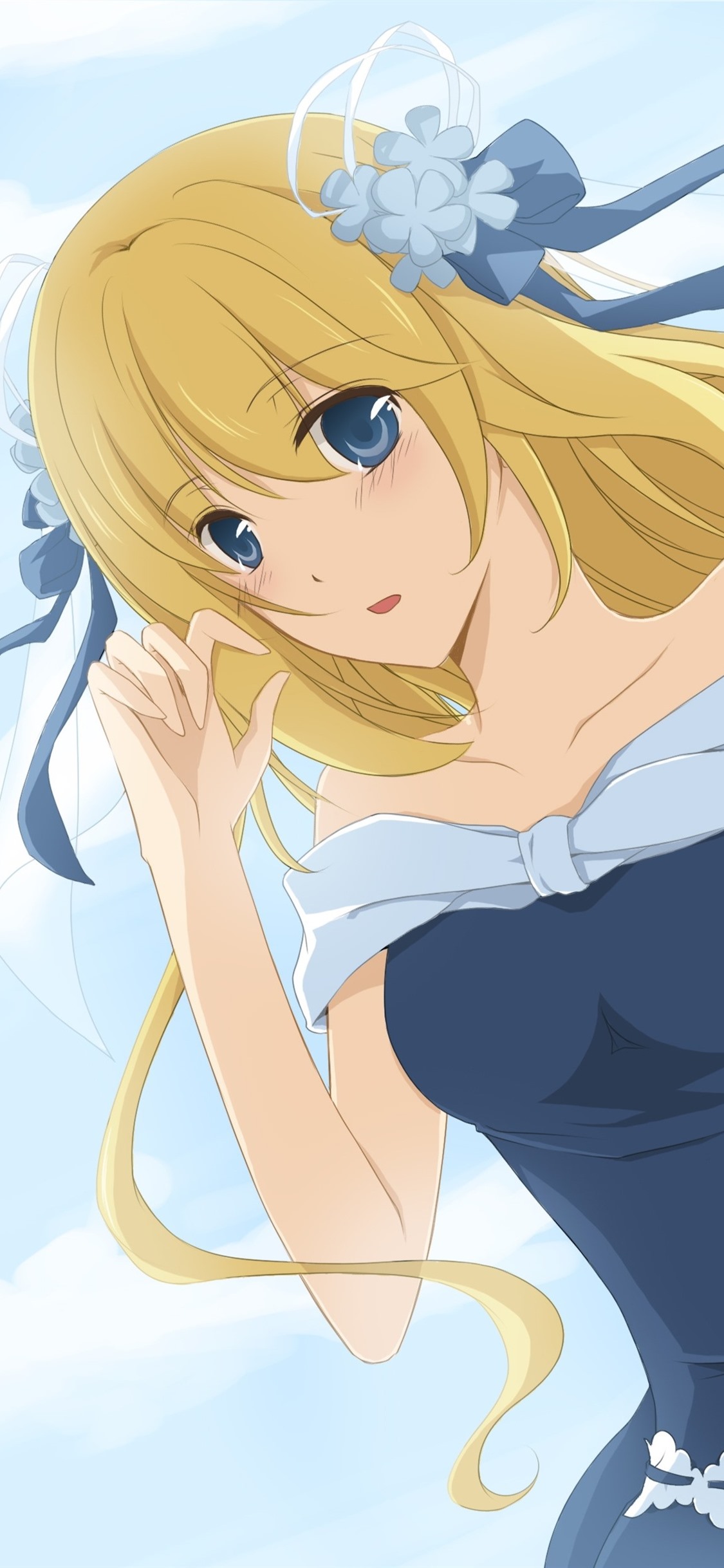 Blonde Anime Girl, Skirt, Wind, Summer 1125x2436 IPhone 11 Pro XS X Wallpaper, Background, Picture, Image