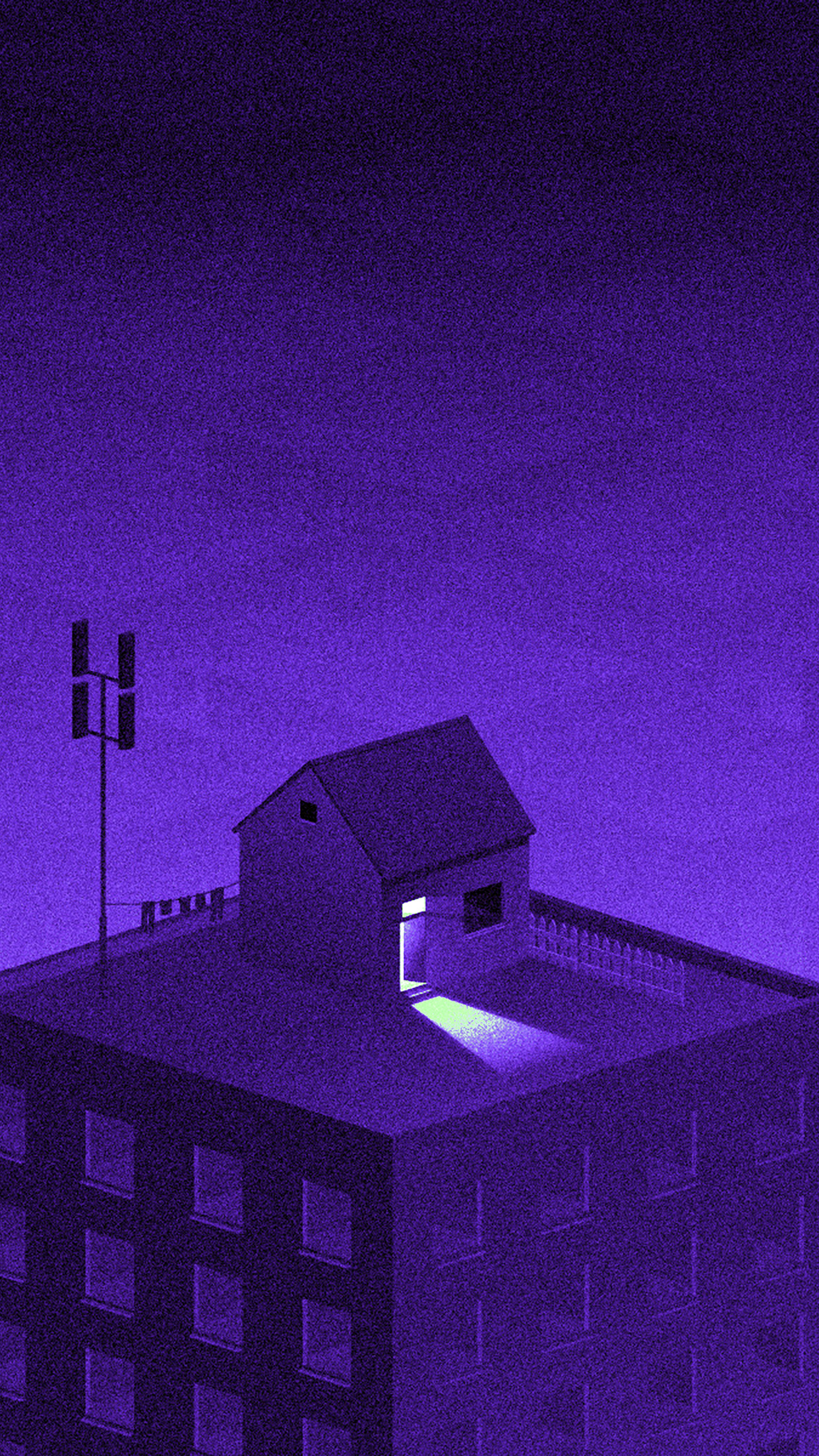 Illust Purple City Home Dot Art Wallpaper