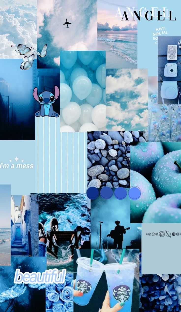 Blue And Beige Collages Wallpapers Wallpaper Cave
