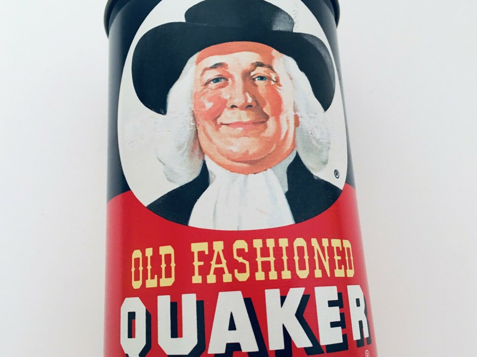 Limited Edition Old Fashioned Quaker Oats Tin Red White & Blue Container