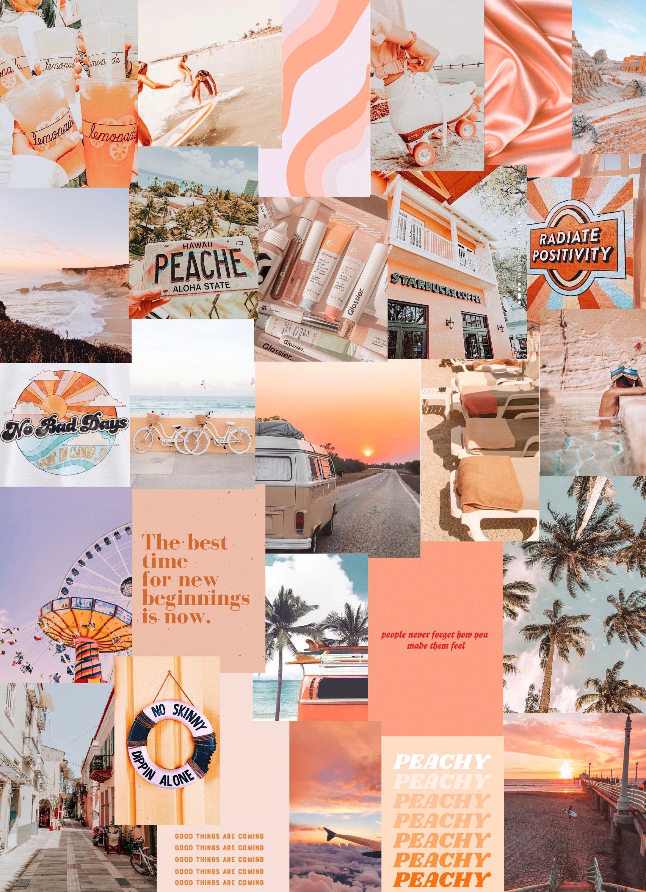 Peach Beach Photo Art Collage Pack. Etsy. Cute laptop wallpaper, Wall collage, Aesthetic wallpaper