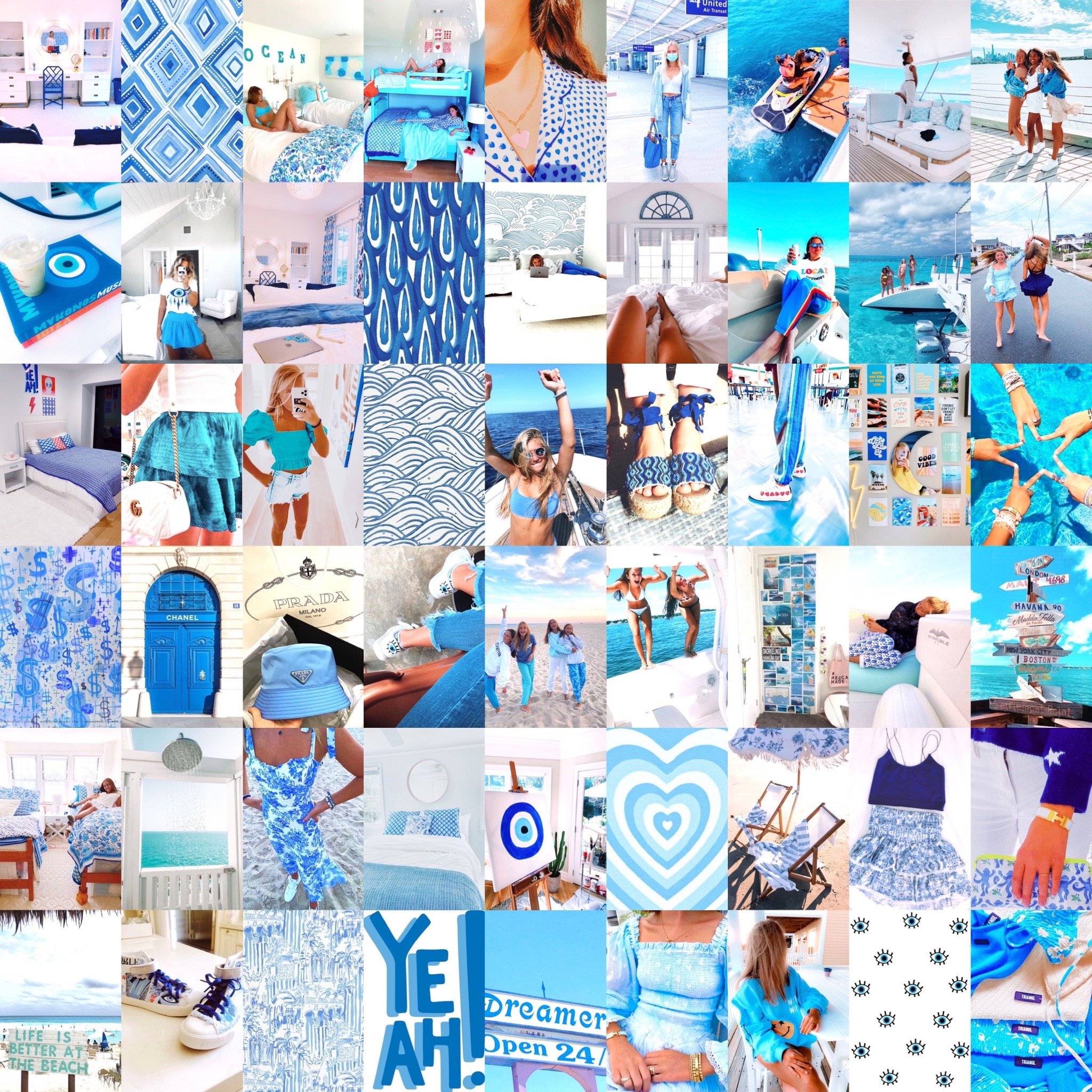 Blue Preppy Photo Collage Kit digital Download
