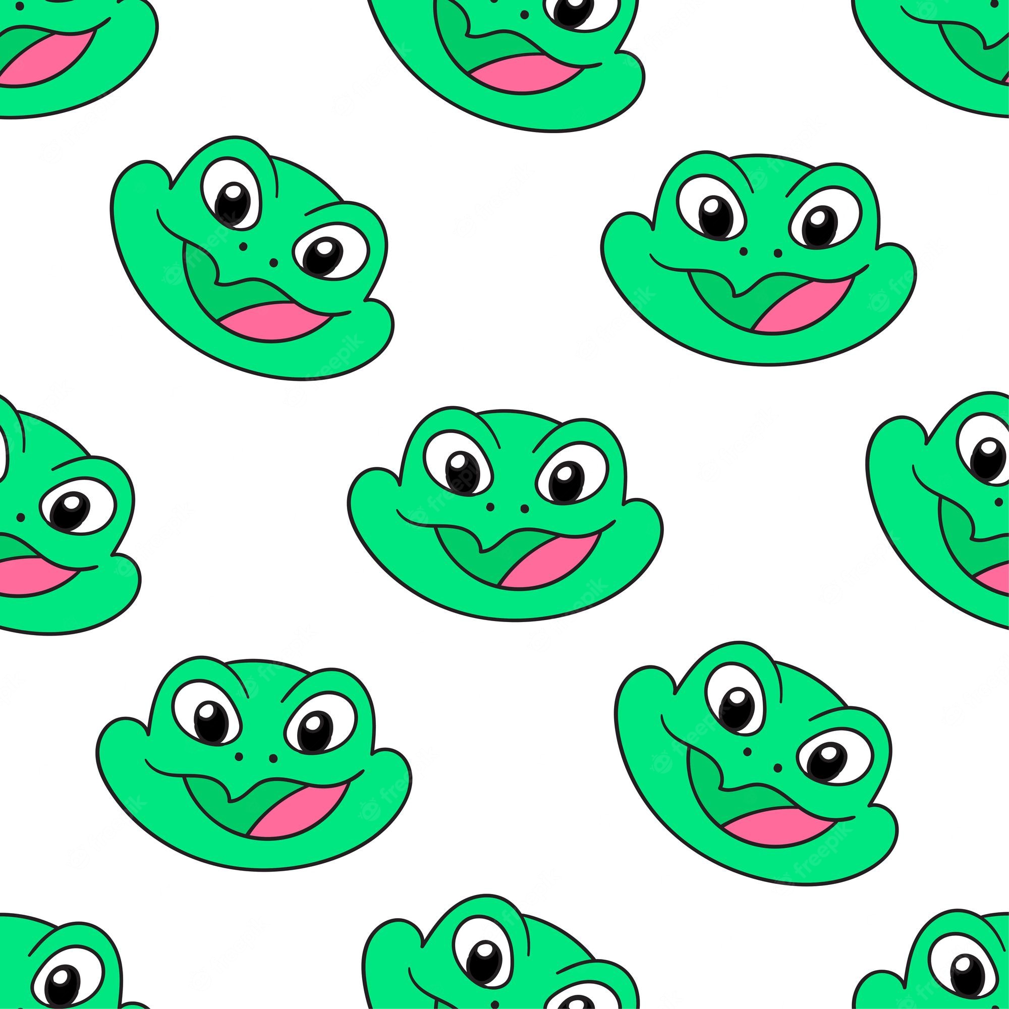 Premium Vector. Green smile frog seamless pattern textile print. great for summer vintage fabric, scrapbooking, wallpaper, giftwrap. repeat pattern background design