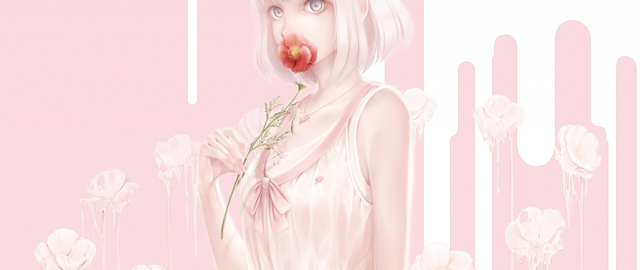 Download simple, art, anime girl, summer 2560x1080 wallpaper, dual wide 2560x1080 HD image, background, 3704