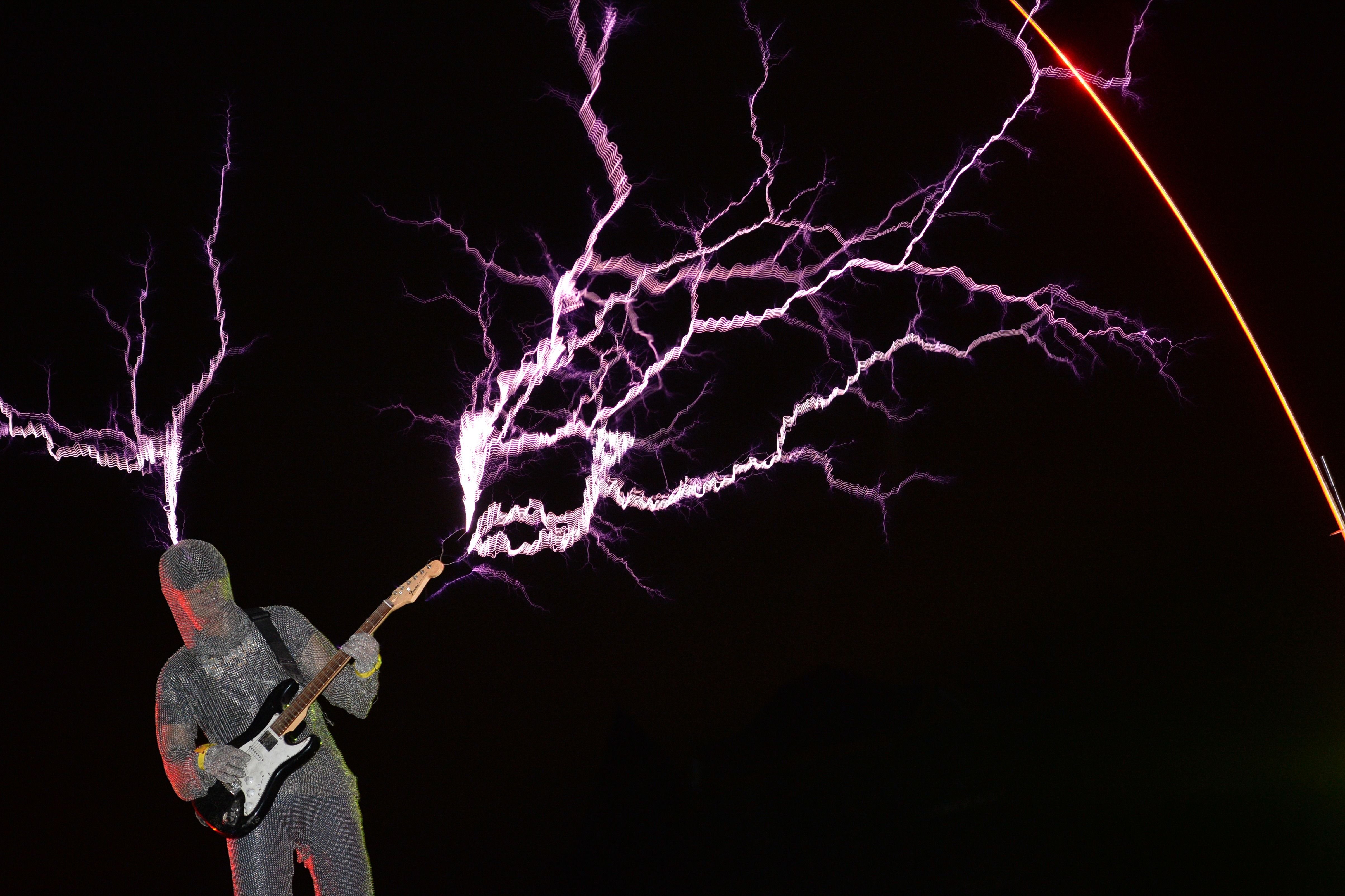 Guitar Metal Heavy Lightning Psychedelic Sci Fi Wallpaperx3208