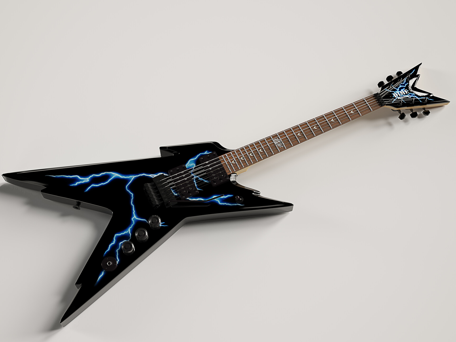 Karl Moussallem Razorback Dimebag Lightning Floyd Rose Electric Guitar